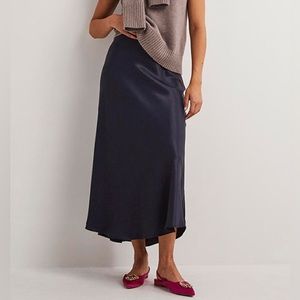 Boden navy bias cut midi skirt